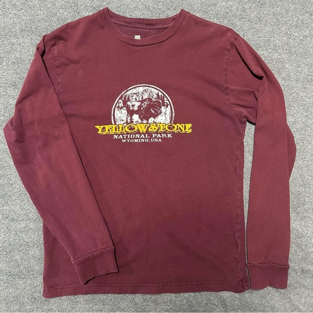 Yellowstone National Park Maroon Long Sleeve Shirt
